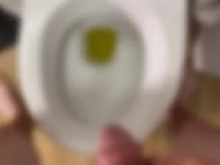Twink pees close to toilet Jerking off and cumming